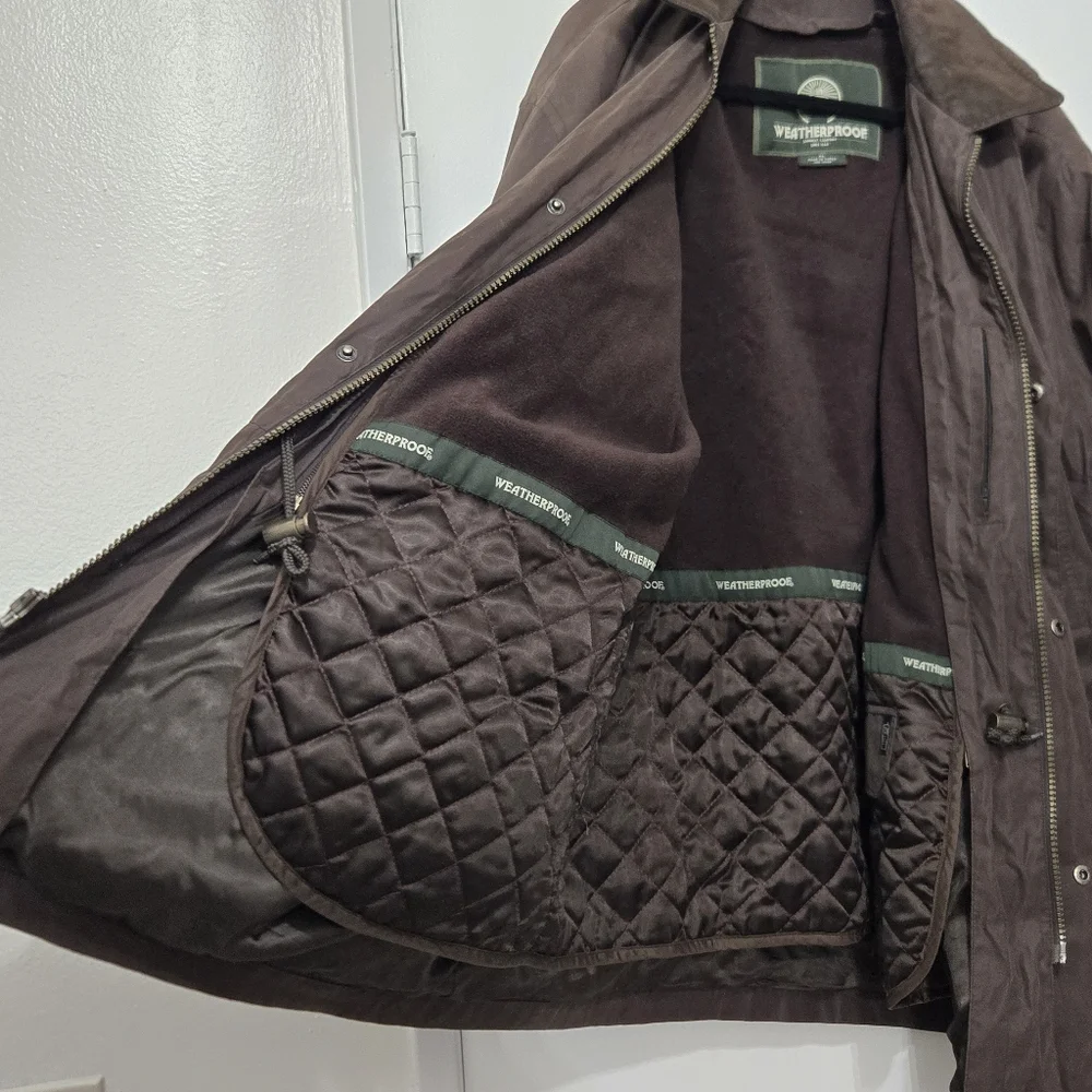 Weatherproof Faux Suede Jacket Brown XL Men’s Vintage Quilted Lining Fleece Coat - Picture 5 of 14
